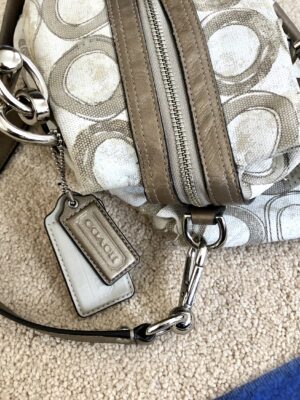 Coach Handbag in White Tan and Silver Accents